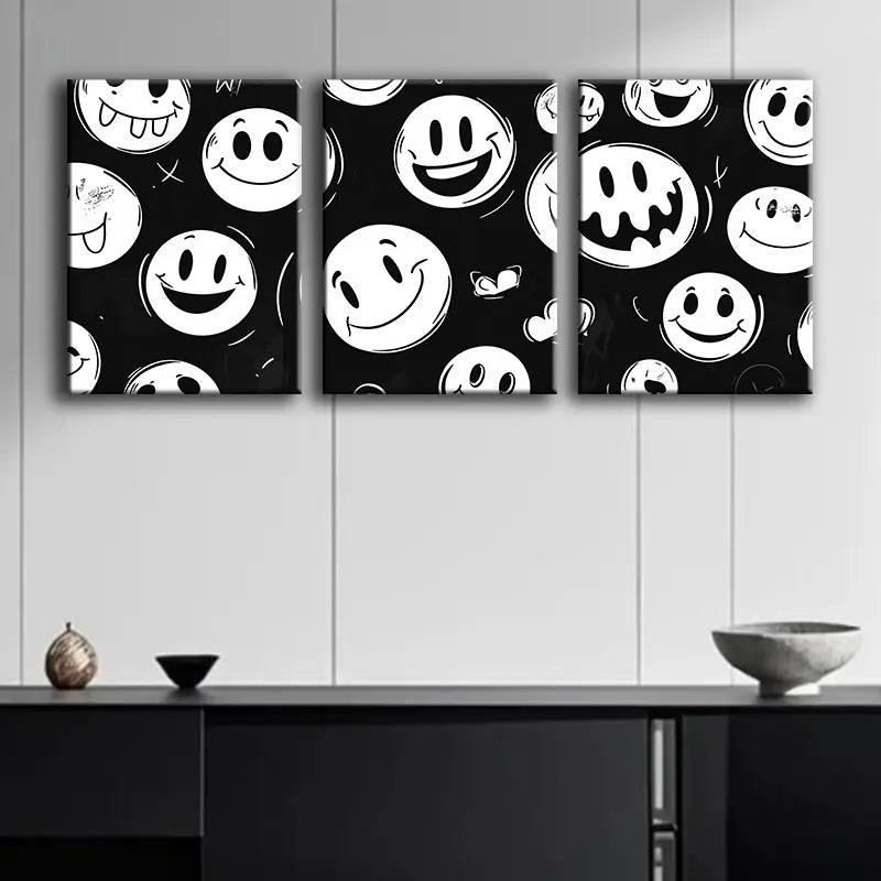 3pcs Joyful Face Metal Print Ready to Hang Art