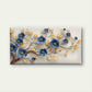 Blue Flower And Golden Leaf Wall Art Canvas Office Home Room Framed 80x45cm