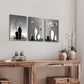 3pcs Elegant Orchid Trio Black & White with Pine Vase Metal Print Ready to Hang Art
