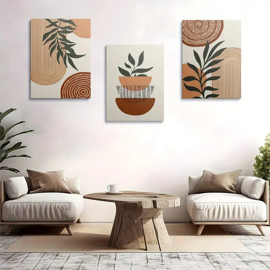 3pcs Modern Minimalist Geometric Patterns Abstract Metal Print Ready to Hang Art