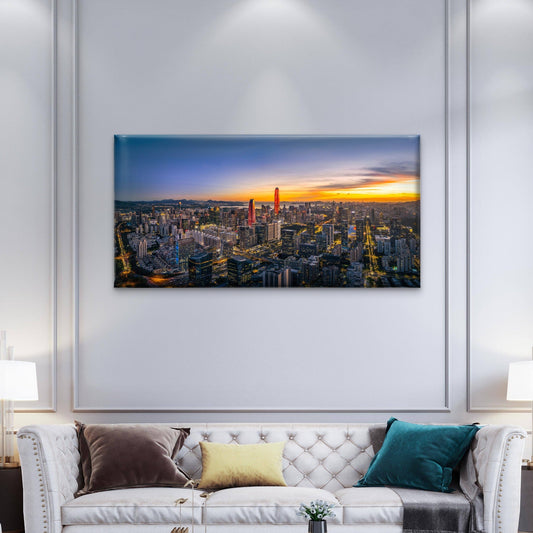 Shenzhen China Cityscape Sky Wall Art Canvas Office Home Room Framed 80x45cm