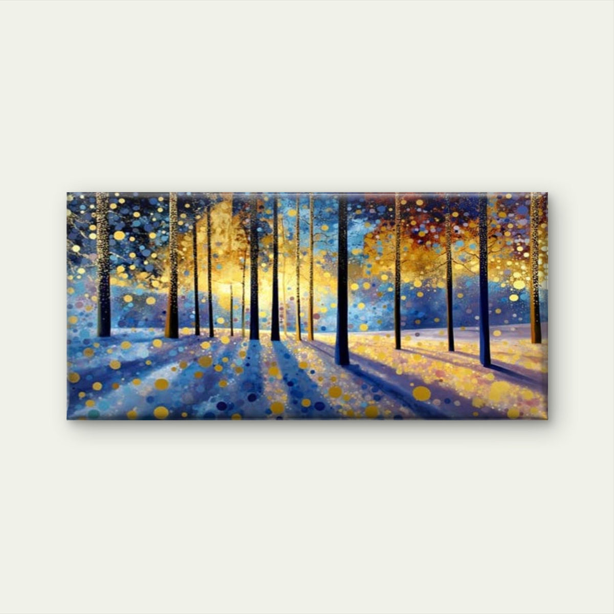 Golden Light Forest Wall Art Canvas Office Home Room Framed 80x45cm