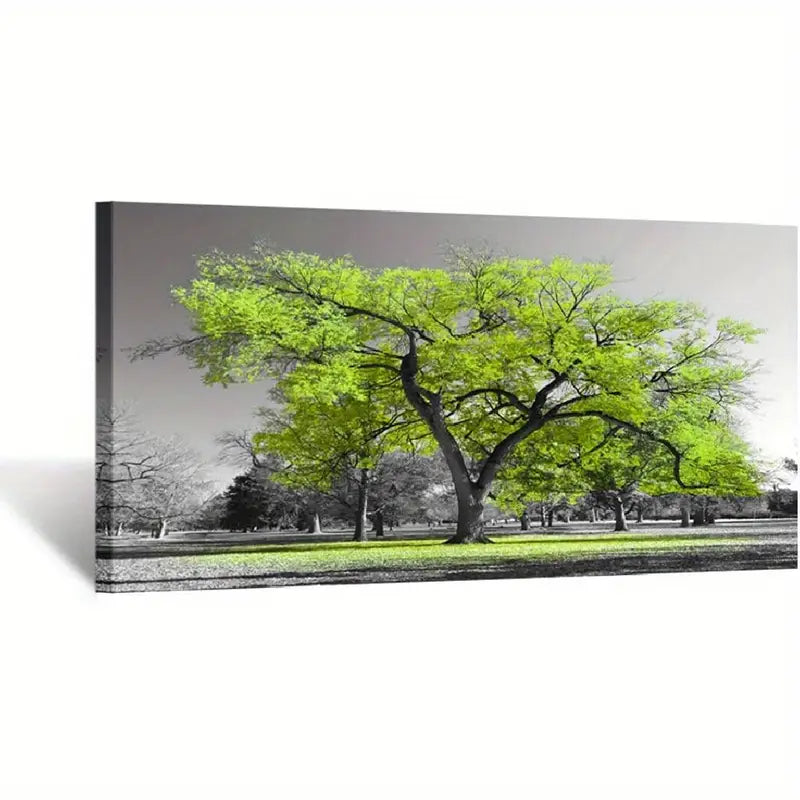 Life Lime Green Tree Landscape Wall Art canvas office home room framed 120x60cm