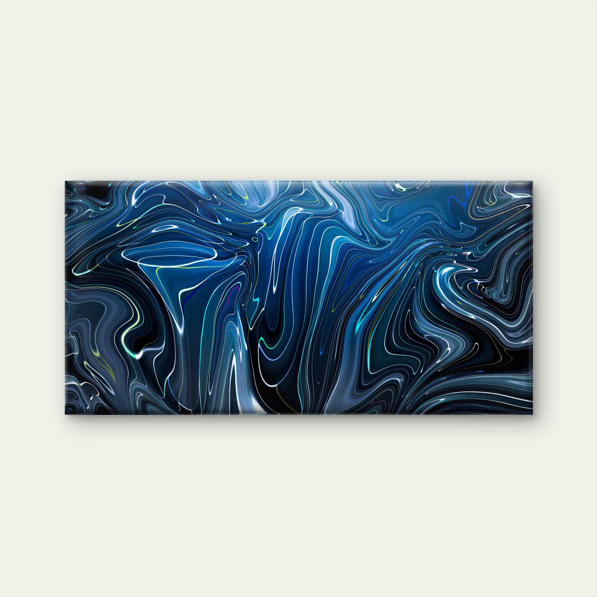 Blue Abstract Liquid Marble Wall Art Canvas Office Home Room Framed 120x60cm