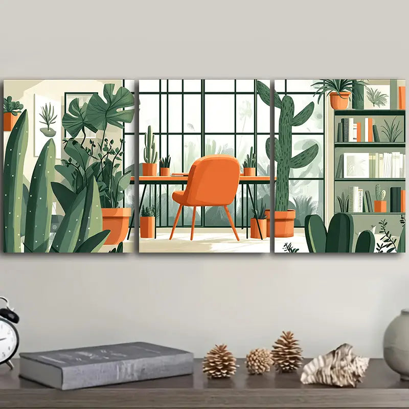 3pcs Houseplants Theme Metal Print Ready to Hang Art