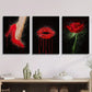 3pcs Abstract Fashion Red High Heels, Lips, Red Rose Metal Print Ready to Hang Art