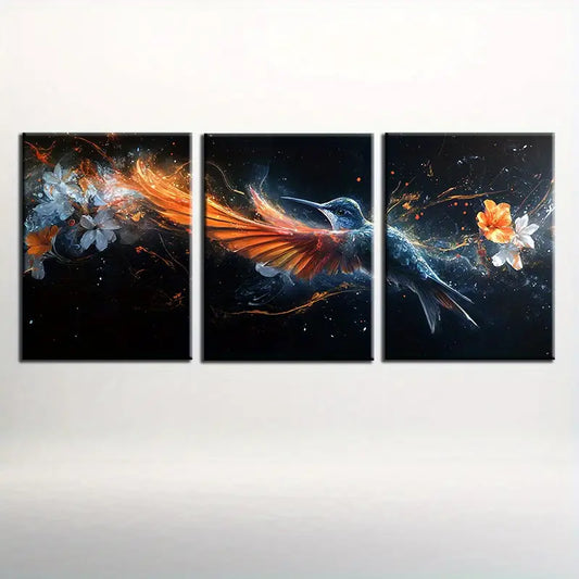 3pcs Beautiful and Colorful Bird Classic Design Metal Print Ready to Hang Art