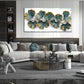 Teal & White Green Leaves Wall Art canvas office home room framed 120x60cm