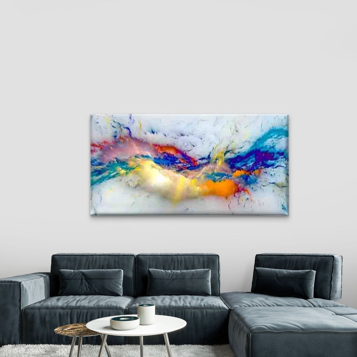 Abstract Water Flow Wall Art Canvas Office Home Room Framed 120x60cm