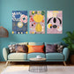 3pcs Colorful Shapes and Flowing Lines with Artistic Lettering Metal Print Ready to Hang Art