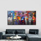 Vibrant Abstract Zebras Wall Art Canvas Office Home Room Framed 80x45cm