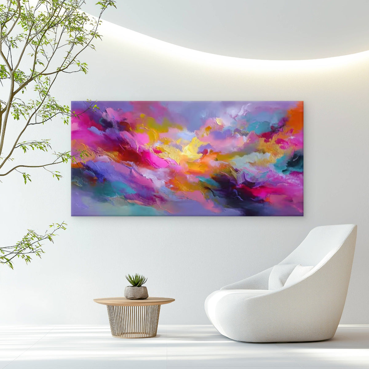 Vibrant Cloud Formations Wall Art Canvas Office Home Room Framed 80x45cm