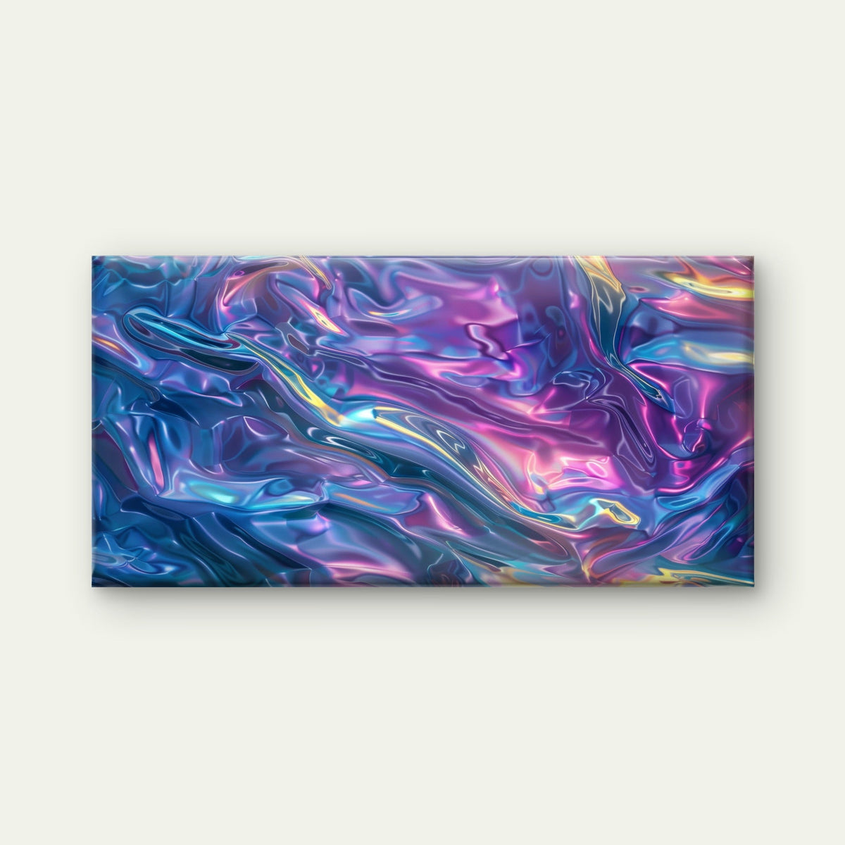 Holographic Liquid Waves Wall Art Canvas Office Home Room Framed 80x45cm