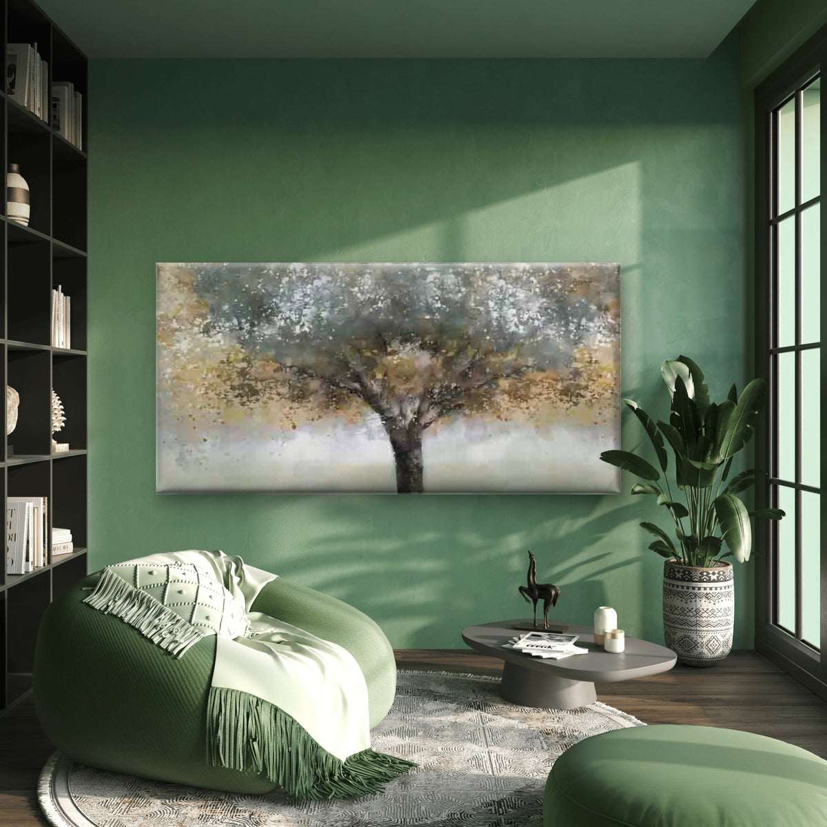 Abstract Autumn Tree Painting Wall Art Canvas Office Home Room Framed 120x60cm