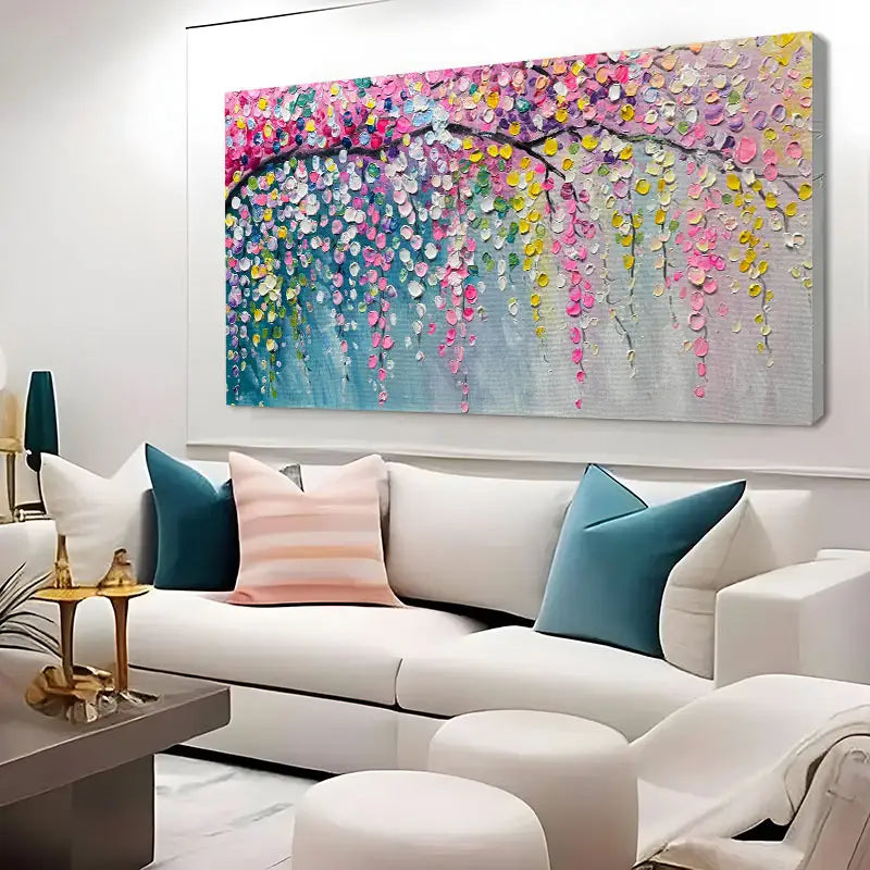 Vibrant Abstract Tree wall canvas office home room framed 120x60cm
