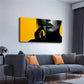 Yellow & Black Abstract Design Wall Art Canvas Office Home Room Framed 120x60cm