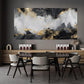 Modern Abstract Wall Art, Black, Golden & White Wall Art wall canvas office home room framed 120x60cm