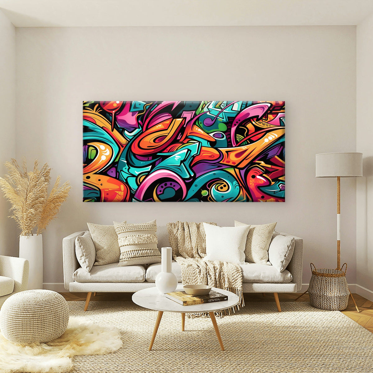 Abstract Graffiti Street Wall Art Canvas Office Home Room Framed 120x60cm