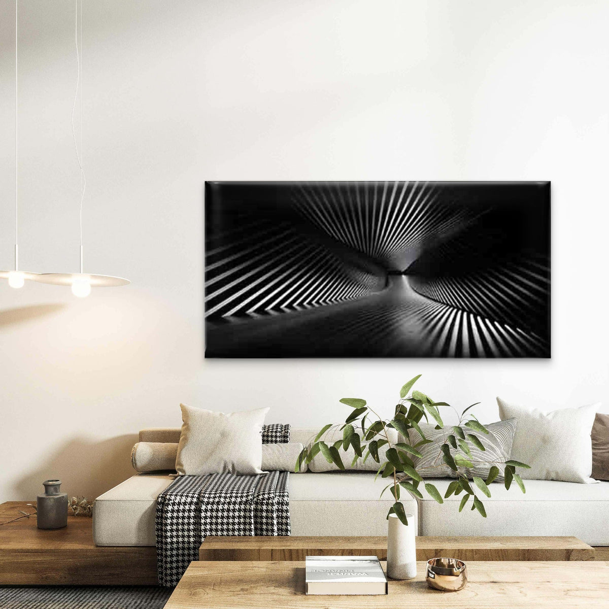 Futuristic Tunnel Pattern Wall Art Canvas Office Home Room Framed 80x45cm