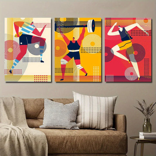 3pcs Rugby, weightlifter drawing, track and field Metal Print Ready to Hang Art