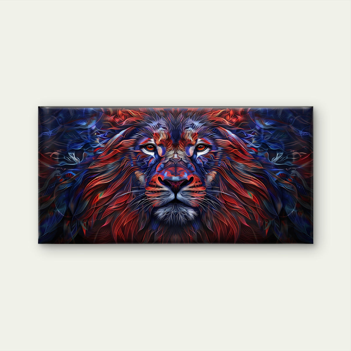 Vibrant Abstract Lion Wall Art Canvas Office Home Room Framed 120x60cm