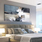Abstract Grey Blue White Ocean Waves Wall Art canvas office home room framed 120x60cm