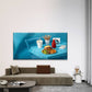 Fast Food Meal On Blue Table Wall Art Canvas Office Home Room Framed 120x60cm