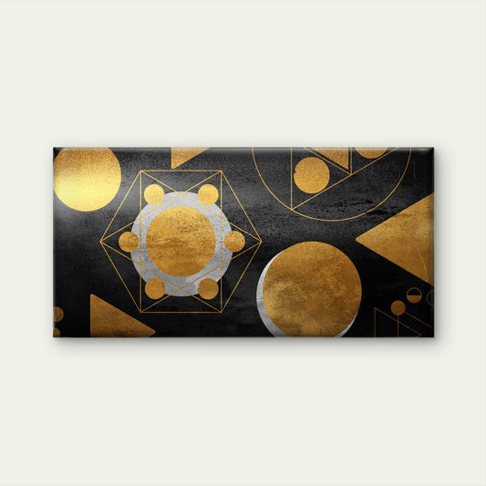 Black Gold Geometric Abstract Wall Art Canvas Office Home Room Framed 80x45cm
