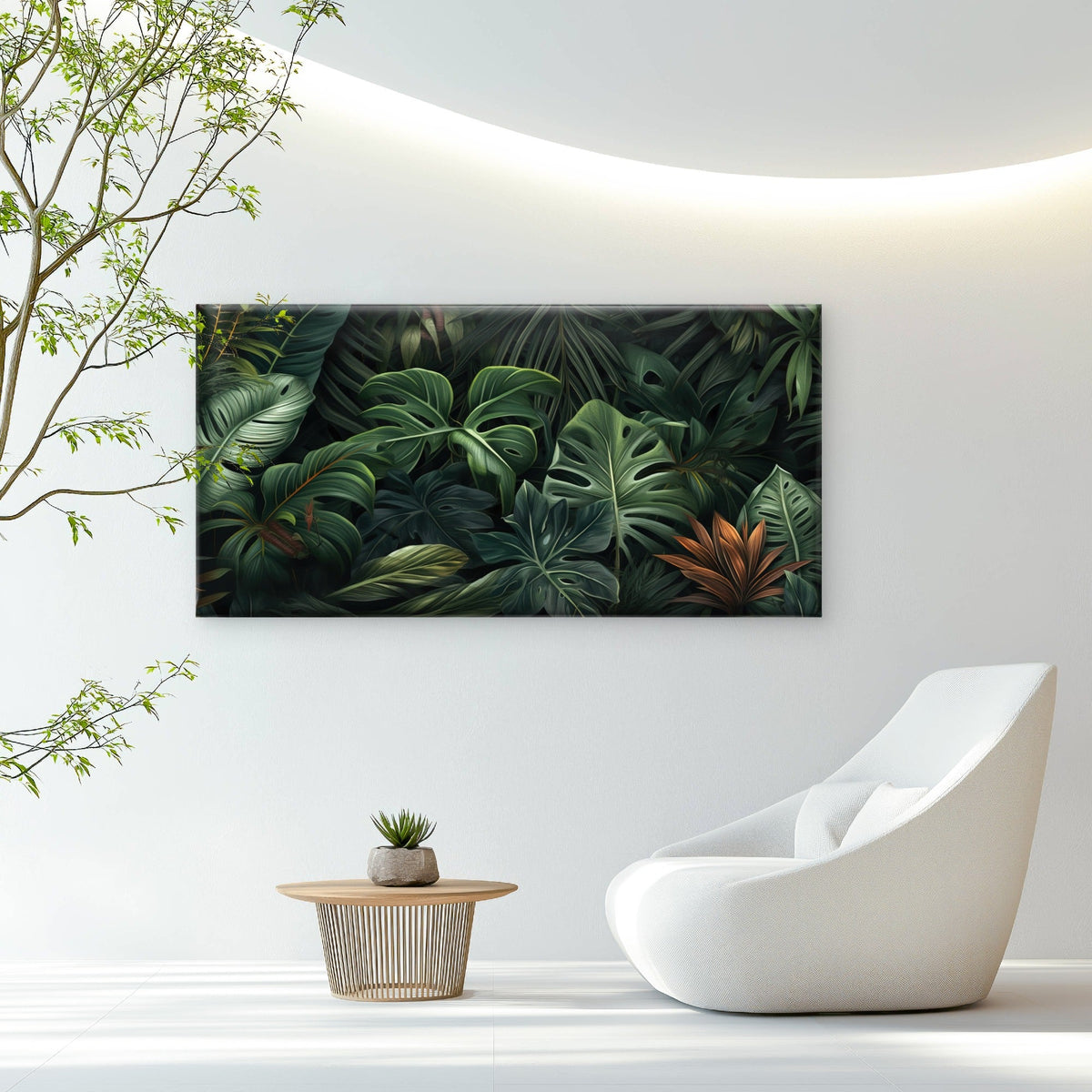 Dark Green Monstera Jungle Wall Art Canvas Office Home Room Framed 120x60cm