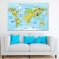 Global Map With Cartoon Animals Print 100% Australian Made Stretched Canvas Ready to Hang - MP-107