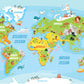 Global Map With Cartoon Animals Print 100% Australian Made Stretched Canvas Ready to Hang - MP-107