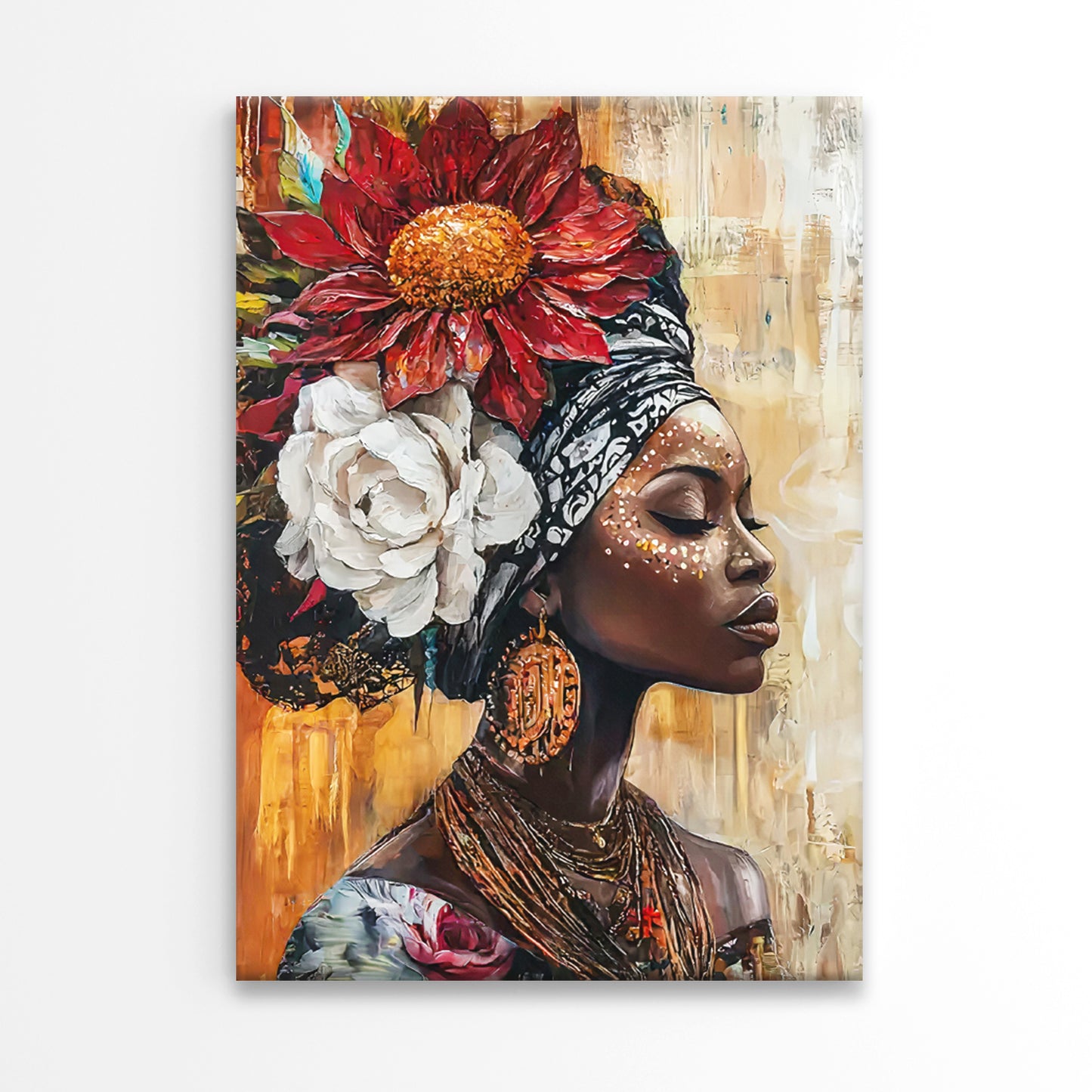 Painting Of Woman with Flower in Her Hair Print 100% Australian Made 40x60cm Stretched Canvas Ready to Hang