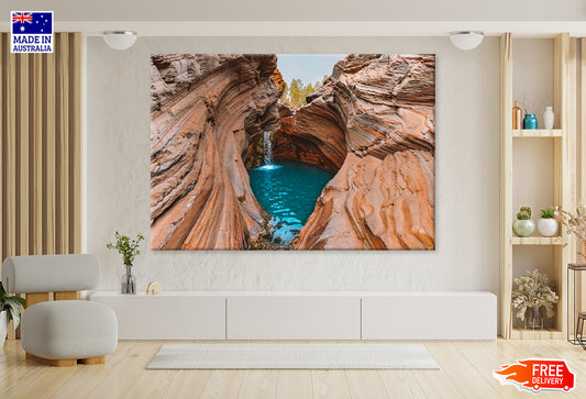 Hamersley Gorge Water Area Karijini National Park Print 100% Australian Made Stretched Canvas Ready to Hang - AU-107