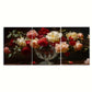 3pcs Vintage White Red Roses Floral Metal Print Ready to Hang Art