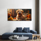 Fluffy Goldendoodle Puppy Happy Dog Room Wall Art Canvas Office Home Room Framed 120x60cm