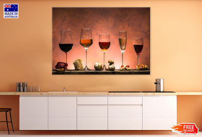 Different Types of Wine Print 100% Australian Made Stretched Canvas Ready to Hang - KR-107