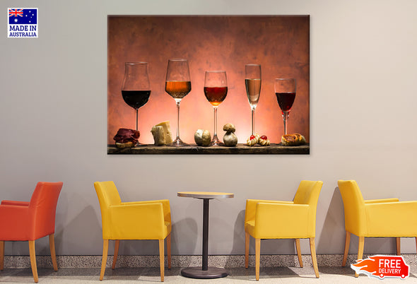 Different Types of Wine Print 100% Australian Made Stretched Canvas Ready to Hang - KR-107