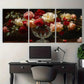 3pcs Vintage White Red Roses Floral Metal Print Ready to Hang Art