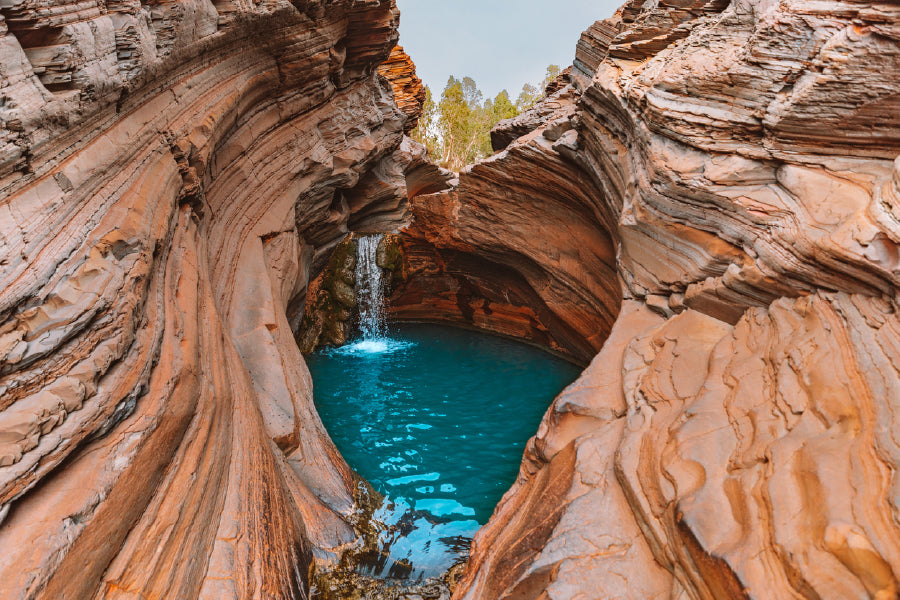 Hamersley Gorge Water Area Karijini National Park Print 100% Australian Made Stretched Canvas Ready to Hang - AU-107