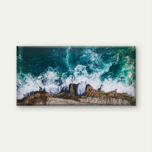 Rocky Ocean Coastline Waves Australia Wall Art Canvas Office Home Room Framed 120x60cm