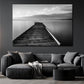 Pier on a Lake With Still Water Print 100% Australian Made Stretched Canvas Ready to Hang - BW-107