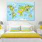 Global Map With Cartoon Animals Print 100% Australian Made Stretched Canvas Ready to Hang - MP-107