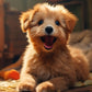 Fluffy Goldendoodle Puppy Happy Dog Room Wall Art Canvas Office Home Room Framed 80x45cm