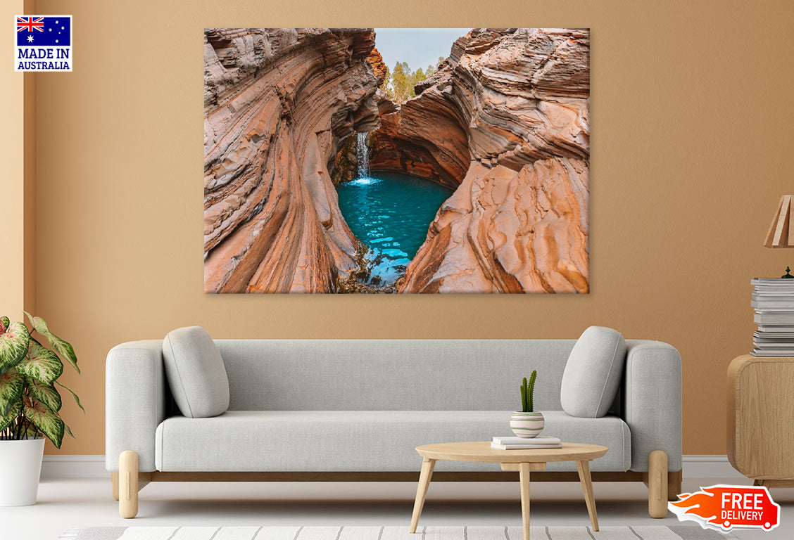 Hamersley Gorge Water Area Karijini National Park Print 100% Australian Made Stretched Canvas Ready to Hang - AU-107