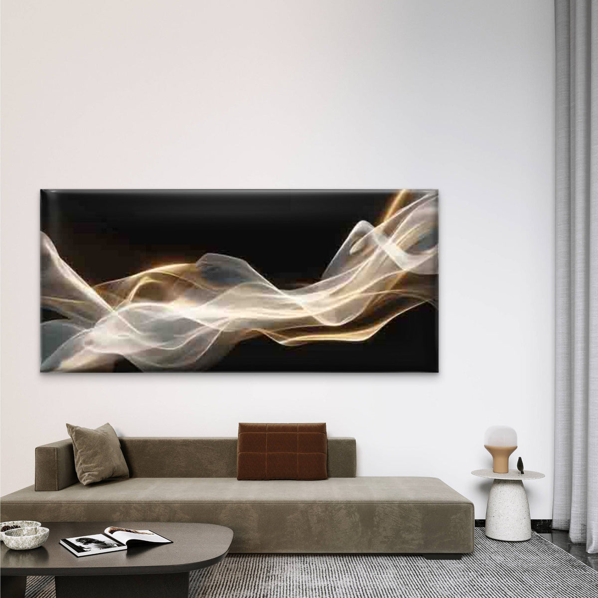 Abstract Flowing Waves Wall Art Canvas Office Home Room Framed 80x45cm