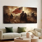 American Revolutionary War Patriotic with Soldiers & Flag Battle Scene Wall Art wall canvas office home room framed 120x60cm