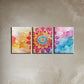 3pcs Watercolor Beautiful Mandala Flower Design Metal Print Ready to Hang Art