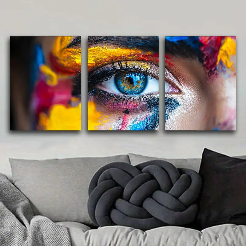 3pcs Pigment Eyes Painting Metal Print Ready to Hang Art