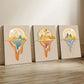 3pcs Golden Leaves, Flowers & Deer Patterns with Palm Leaves Metal Print Ready to Hang Art