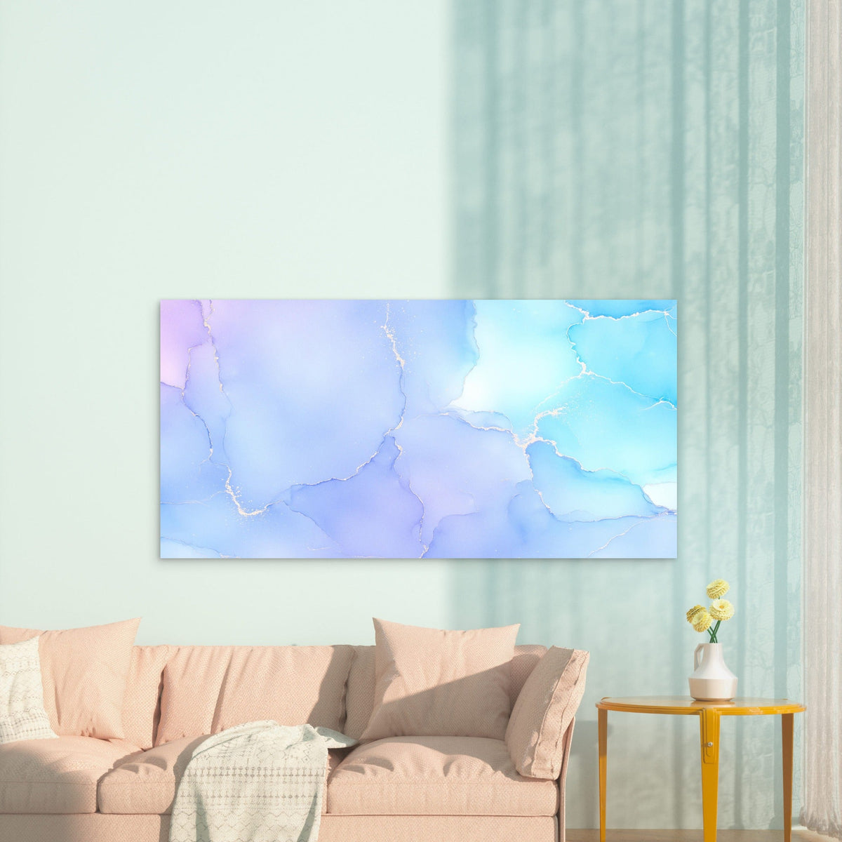 Lavender Tides Gilded Ripples Wall Art Canvas Office Home Room Framed 120x60cm